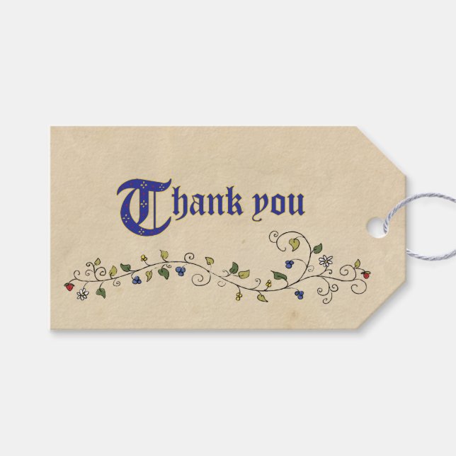 Étiquettes-cadeau Animaux médiévaux merci faveur tag (Devant (Horizontal))