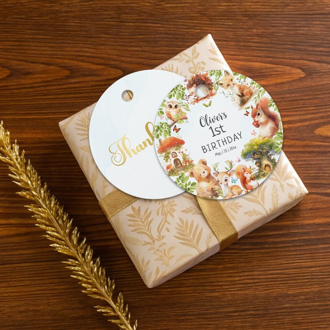 Étiquettes Cadeau Animaux sauvages Mignonne Forêt Magique (Créateur téléchargé)