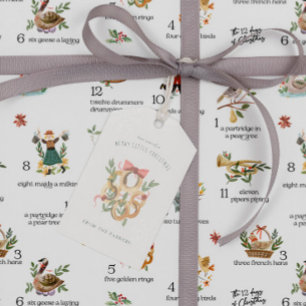 Étiquettes-cadeau Anneaux dorés 12 Jour de Noël