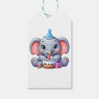Étiquettes-cadeau Anniversaire 1 an Éléphant Bébé