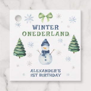 Étiquettes Cadeau Anniversaire 1 an Onederland Hiver Bonhomme de nei