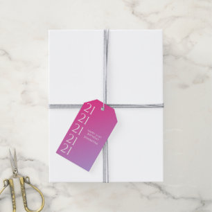 Étiquettes-cadeau Anniversaire 21 ans dégradé rose moderne tendance