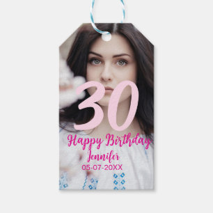 Étiquettes-cadeau anniversaire 30 ans ajouter nom date année photo b