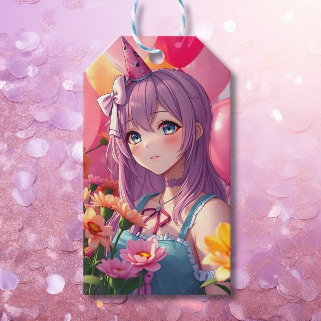 Étiquettes-cadeau Anniversaire à thème Anime fille (Créateur téléchargé)