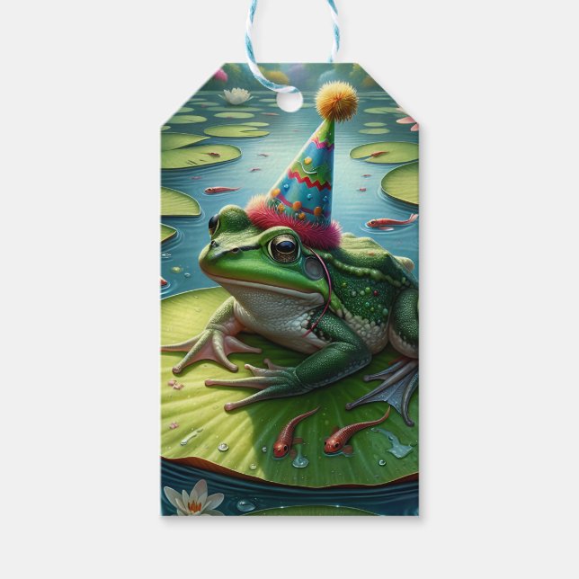 Étiquettes-cadeau Anniversaire à thème de la grenouille (Devant)