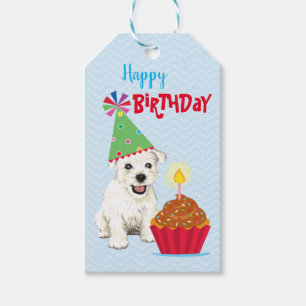 Étiquettes-cadeau Anniversaire Cupcake Westie Tags cadeaux