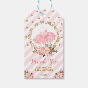 Étiquettes-cadeau Anniversaire de baby shower de tutu de rose et de