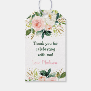 Étiquettes-cadeau Anniversaire de Boho Floral Blush Gold