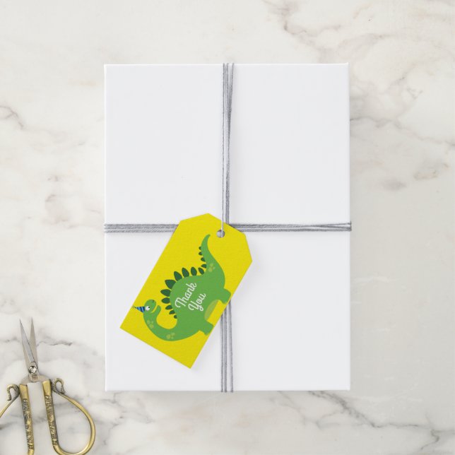 Étiquettes-cadeau Anniversaire de Dinosaur (Avec de la ficelle)