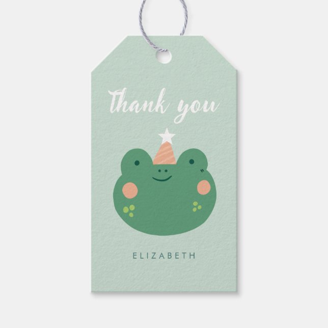 Étiquettes-cadeau Anniversaire de Grenouille Magique Mignonne  (Devant)