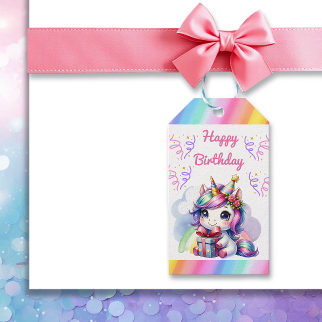 Étiquettes-cadeau Anniversaire de la fille personnalisée Unicorn Thè (Créateur téléchargé)