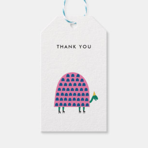 Étiquettes-cadeau Anniversaire de la Merci tortue rose