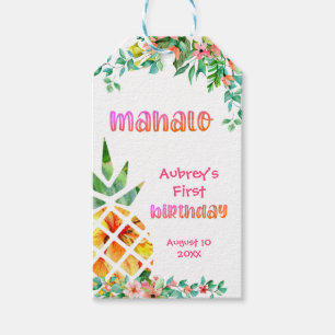 Étiquettes-cadeau Anniversaire de l'ananas tropique MAHALO Merci