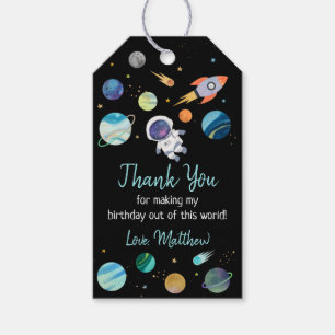Étiquettes-cadeau Anniversaire de l'astronaute bleu