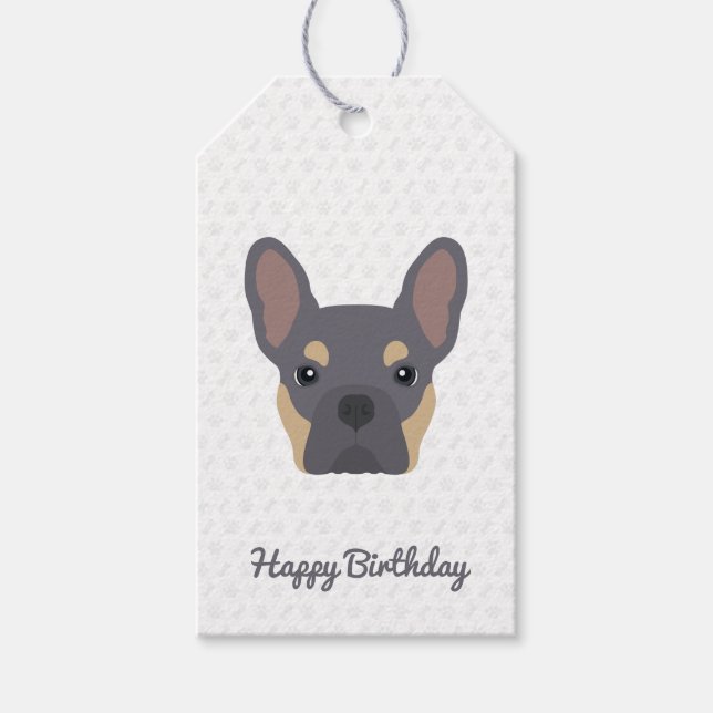 Étiquettes-cadeau Anniversaire de Lilac et Tan French Bulldog (Devant)