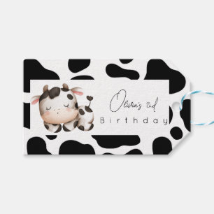 Étiquettes-cadeau anniversaire de naissance de vache neutre
