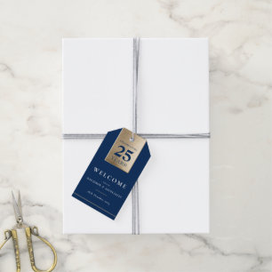 Étiquettes-cadeau ANNIVERSAIRE D'ENTREPRISE marine d'affaires blanc