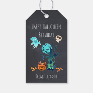 Étiquettes-cadeau Anniversaire D'Halloween Avec Fantômes Bats Crânes