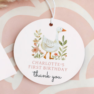 Étiquettes Cadeau Anniversaire d'Oie sotte rose