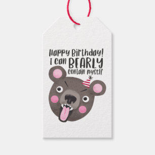 Étiquettes-cadeau Anniversaire drôle de calembour d'ours