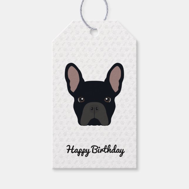 Étiquettes-cadeau Anniversaire du Chien-taureau noir (Devant)
