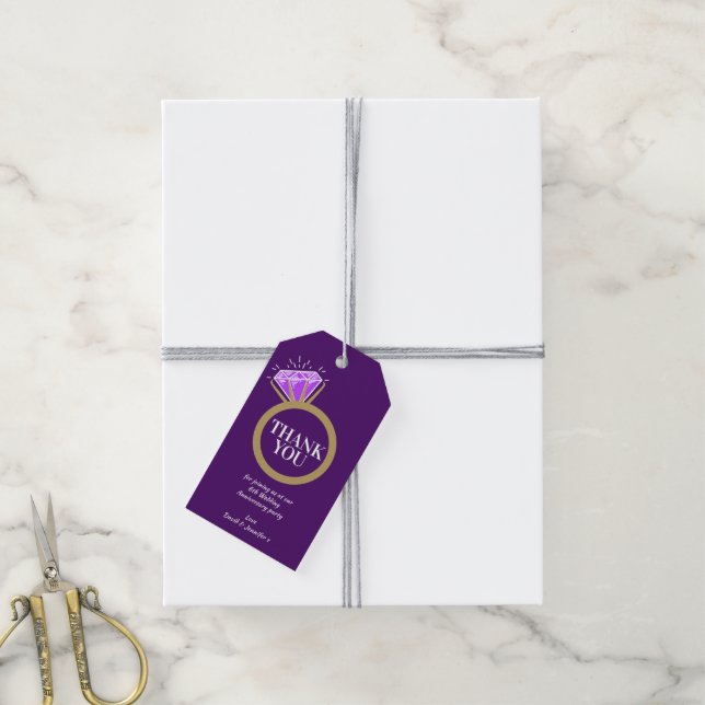 Étiquettes-cadeau Anniversaire du mariage d'Amethyst Merci pour (Avec de la ficelle)