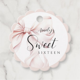 Étiquettes Cadeau Anniversaire du Sweet sixteen rose Bow
