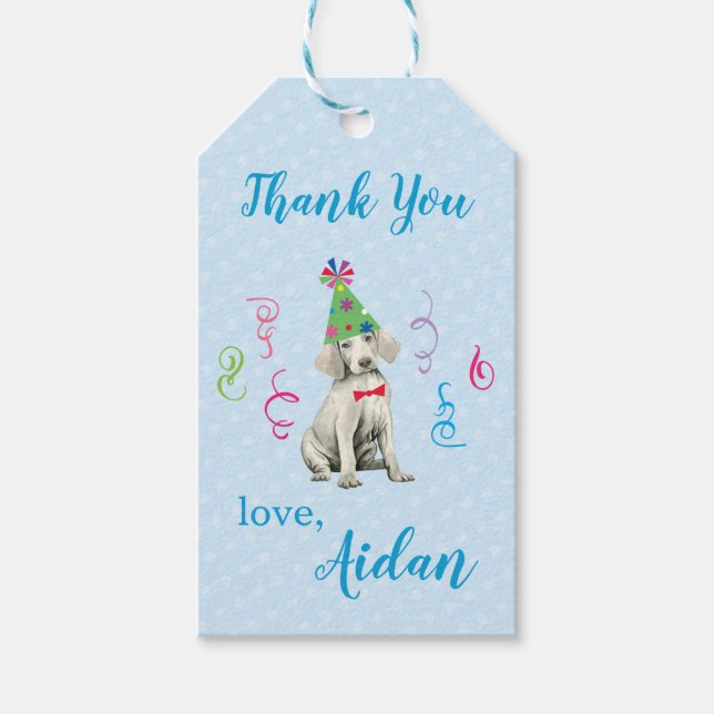 Étiquettes-cadeau Anniversaire fête Weimaraner Merci Tags (Devant)