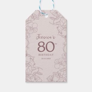 Étiquettes-cadeau Anniversaire Floral Rose Mauve