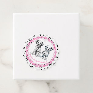 Étiquettes Cadeau Anniversaire Imprimé Dalmatien   Fête Noir et Blan