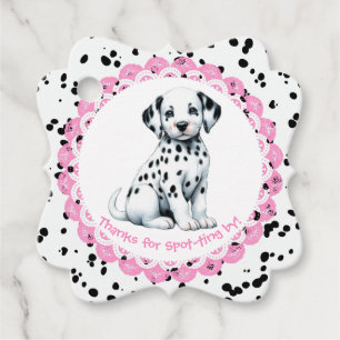 Étiquettes Cadeau Anniversaire Imprimé Dalmatien   Fête Noir et Blan