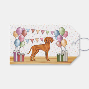 Étiquettes-cadeau Anniversaire joyeux au chien Hongrois Vizsla paste