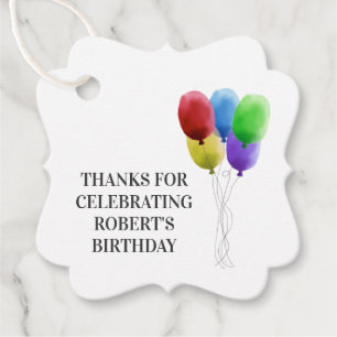 Étiquettes Cadeau Anniversaire Merci Cadeau Tags, Ballons,
