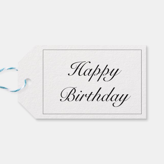 Étiquettes-cadeau Anniversaire minimaliste blanc moderne (Dos Horizontal)