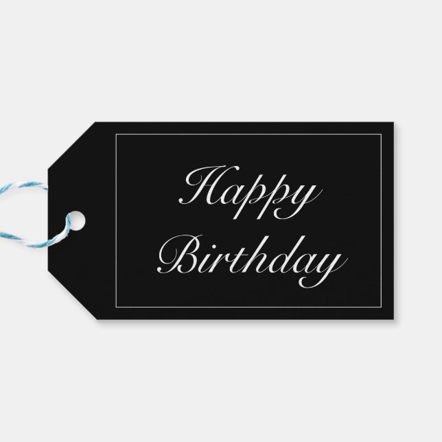 Étiquettes-cadeau Anniversaire minimaliste blanc moderne (Dos Horizontal)