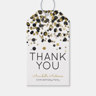 Étiquettes-cadeau Anniversaire noir de Merci de confettis de parties