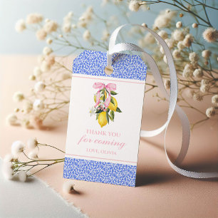 Étiquettes-cadeau Anniversaire prépa avec nœud rose citron