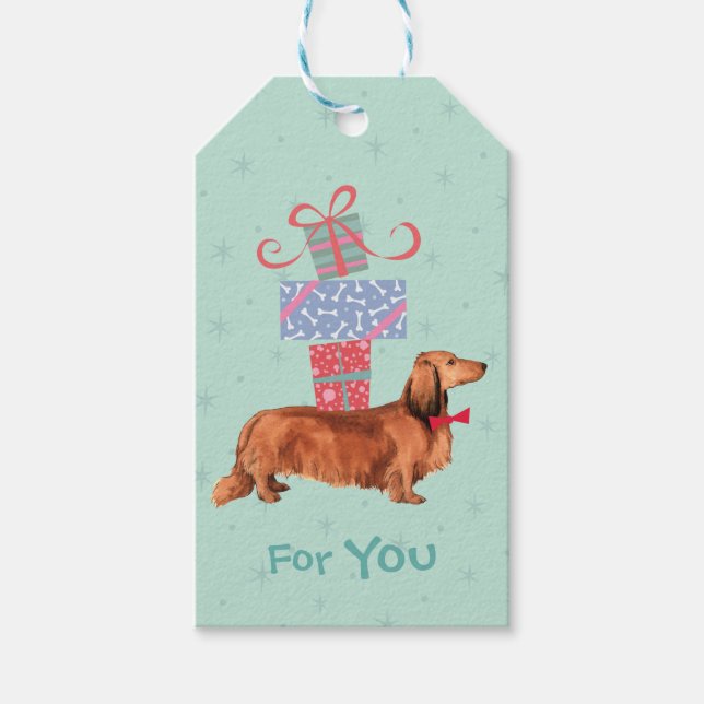 Étiquettes-cadeau Anniversaire présente LonghEI Dachshund (Devant)