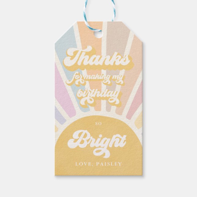 Étiquettes-cadeau Anniversaire Rayon de Soleil Bohème 1er Tour Autou (Devant)