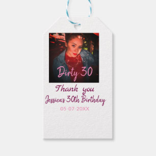 Étiquettes-cadeau Anniversaire sale 30 ans nom rose ajouter photo da