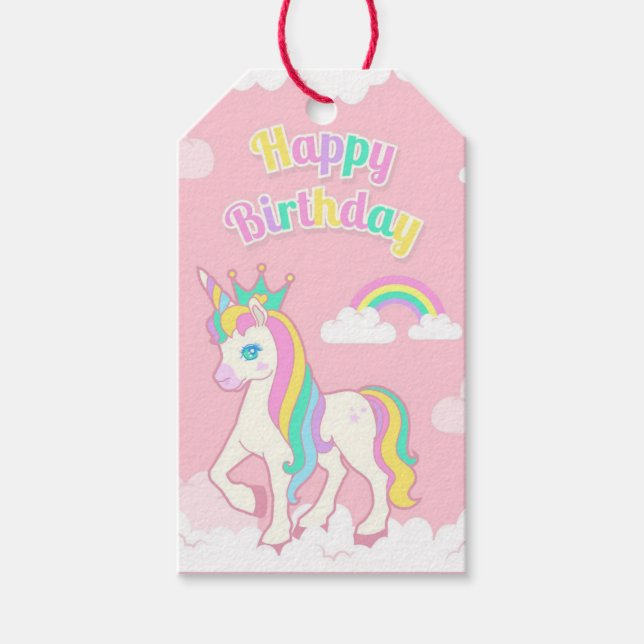 Étiquettes-cadeau Anniversaire Unicorn (Devant)