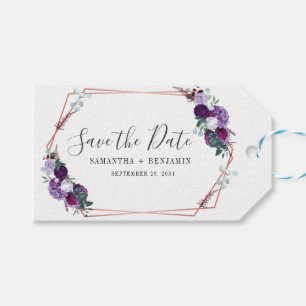 Étiquettes-cadeau Annonce de sauvegarde de date géométrique florale 