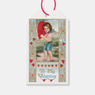 Étiquettes-cadeau Antique Saint Valentin Coeur Cupidé