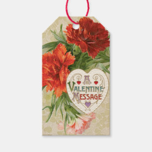 Étiquettes-cadeau Antique Valentine Carnation Heart