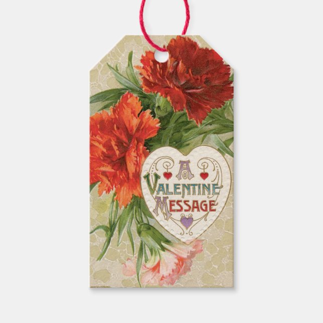 Étiquettes-cadeau Antique Valentine Carnation Heart (Devant)
