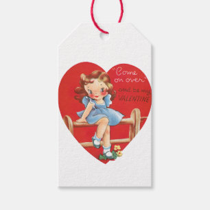 Étiquettes-cadeau Antique Valentine Coeur fille