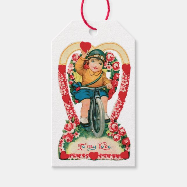 Étiquettes-cadeau Antique Valentine Coeur fille (Devant)
