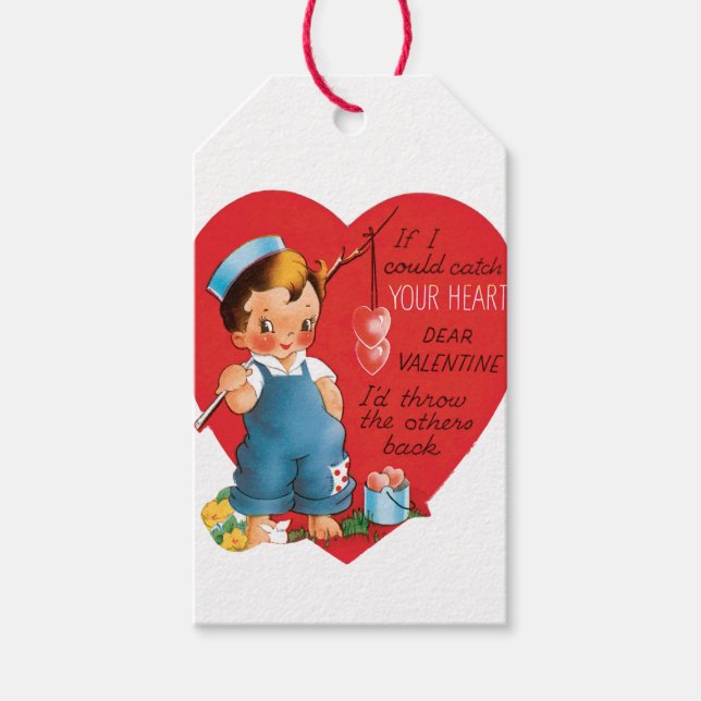 Étiquettes-cadeau Antique Valentine Coeur garçon (Devant)