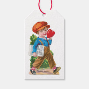 Étiquettes-cadeau Antique Valentine Coeur garçon