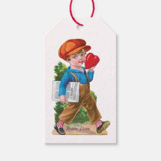 Étiquettes-cadeau Antique Valentine Coeur garçon (Devant)